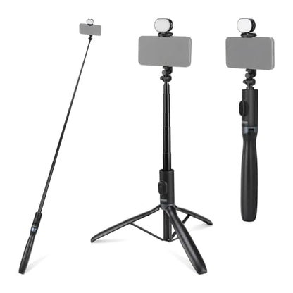 NEEWER Entry Level Version Selfie Stick Tripod with Light & Remote Compatible with iPhone Samsung Android, 67" Extendable Portable Travel Cell Phone Holder Stand for Video Recording Filming, PA987