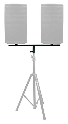 Rockville DP Mount for 2 8" 10" or 12" PA Speaker Cabinets to One Stand | Pole / Subwoofer Compatible, Steel Construction, 80 lbs Total Capacity, 35MM, 28" Support Arm, Detachable Rubber Rings