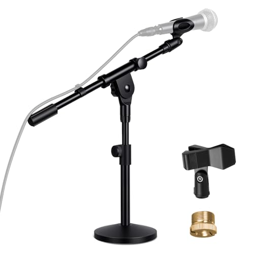 AODSK Desktop Mic Stand,Height Adjustable,Compatible with Most Microphones | Effortless Height Adjustment (8–16 Inches),Universal Clip Fits All Standard Mics,Perfect for Home Studios and Live Streams