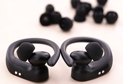8 Pairs Powerbeats Pro Ear Tips Buds, 4 Size Replacement Soft Flexible Fit in Case Noise Reduce Silicone Rubber Gel Earbuds Eartips Wing Skin Accessories Compatible with Beats Flex/BeatsX - Black