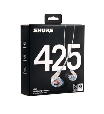 Shure SE425 PRO Wired Earbuds - Professional Sound Isolating Earphones with Detailed Sound, Dual-Driver Hybrid, Secure in-Ear Fit, Detachable Cable, Durable Quality, Clear | Professional Sound Isolating Earphones with Detailed Sound, Dual-Driver Hybrid, S