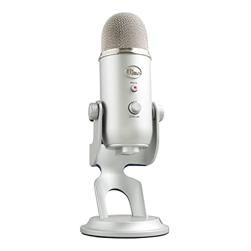 Logitech Creators Blue Yeti USB Microphone for PC, Mac, Gaming, Recording, Streaming, Podcasting, Studio and Computer Condenser Mic with Blue VO!CE Effects, 4 Pickup Patterns, Plug and Play - Silver | Mac, Gaming, Recording, Streaming, Podcasting, Studio