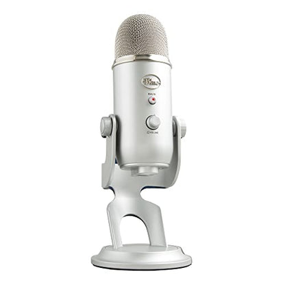Logitech Creators Blue Yeti USB Microphone for PC, Mac, Gaming, Recording, Streaming, Podcasting, Studio and Computer Condenser Mic with Blue VO!CE Effects, 4 Pickup Patterns, Plug and Play - Silver | Mac, Gaming, Recording, Streaming, Podcasting, Studio