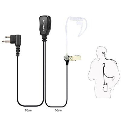 Retevis Acoustic Tube Walkie Talkie Earpiece with Mic, 2 Pin(5 Pack) | Compatible with Motorola CP100/CP100D/CP185/CP200/CP200D/ GP300/GP2000/BRP40/DLR1060 Walkie-talkies, Two Way Radio Earpiece