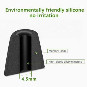 [6 Pairs] Earphone Tips S M L for in Ear Headphones, 12pcs Anti-Slip Silicone Earbud and Memory Foam Ear Bud Tips, Noise Cancelling 5mm-7mm Earbud Tips