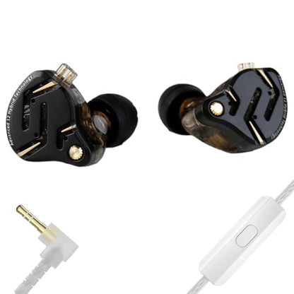 KZ ZS12 PRO 2 in Ear Monitor Headphones, 5BA+1DD 6 Hybrid Driver Gaming Earbuds Wired Earphones, HiFi Clarity Sound Immersive Bass IEMs for Gaming Musicians Singers Audiophiles (Black with Microphone) - color: Dark, style: with mic