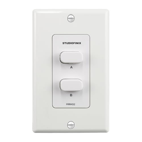 STUDIOFINIX in-Wall 2-Zone A/B Speaker Selector Switch, 120W Peak Power Per Channel Speaker Controller Box, Controls 2 Pairs of Speakers, Fits Standard Single-Gang Wall Box for Home Stereo