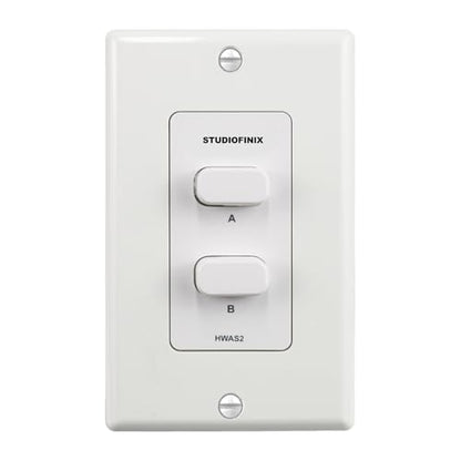 STUDIOFINIX in-Wall 2-Zone A/B Speaker Selector Switch, 120W Peak Power Per Channel Speaker Controller Box, Controls 2 Pairs of Speakers, Fits Standard Single-Gang Wall Box for Home Stereo