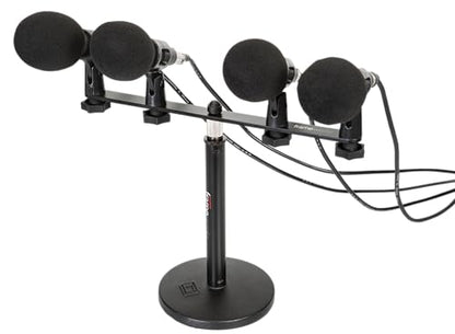 Gator Frameworks 1-to-4 Mic Mount Bar with Standard 5/8-Inch Thread Suitable for Most Microphone Stands Boom Arms (GFWMIC1TO4) - style: (4) Microphone Mounts