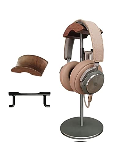 Headphone Stand Aluminum Alloy Wooden Rack Desktop Headphone Hanger Headphone Display Stand Game Table Accessories Headphone Stand for Desk (Color : Gris) - color: Gris