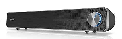 Trust Arys PC Soundbar, Speaker for Computer and Laptop, 12 W, USB Sound System, Metal Grill, Illuminated Volume Control, Speaker Bar for PC, Laptop, Mac - Black | USB Sound System, Metal Grill, Illuminated Volume Control, Speaker Bar for PC Laptop Mac -