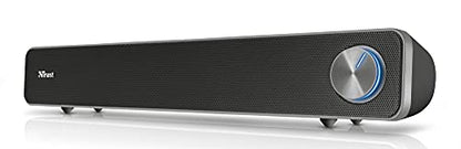 Trust Arys PC Soundbar, Speaker for Computer and Laptop, 12 W, USB Sound System, Metal Grill, Illuminated Volume Control, Speaker Bar for PC, Laptop, Mac - Black | USB Sound System, Metal Grill, Illuminated Volume Control, Speaker Bar for PC Laptop Mac -