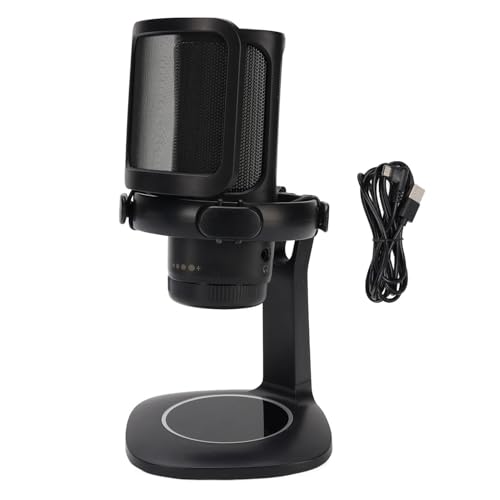 Dpofirs Gaming USB Microphone with RGB, Cardioid Condenser for PC, Streaming, Podcast - Pop Filter, Touch Control, Volume Knob, Instant Mute