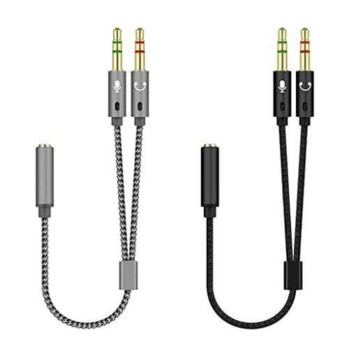 Headset Adapter Y Splitter 3.5mm Cable with Separate Mic and Headphone Connector Mutual Convertors for Gaming Splitter Cable 2 Male 1 Female Adapter 3.5mm Mic