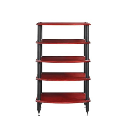 Pangea Audio Vulcan Five Shelf Audio Rack, Media Stand, and Components Cabinet 5 Shelf Rosenut Red - color: 5 Shelf Rosenut Red