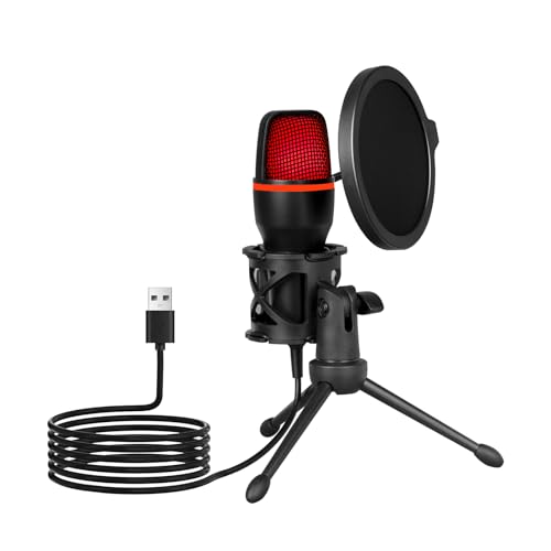 ME4 USB Condenser Microphone Kit with RGB Light Computer Recording Live Broadcast Karaoke Noise Reduction