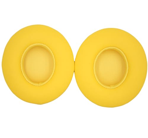 Headphone Replacement Ear Pad Cover Compatible with Beats by Dre Solo3 Solo2 Wired Wireless Headphones Protein Leather Memory Foam Headphone Cushion Ear Muffs-College Yellow - color: college yellow