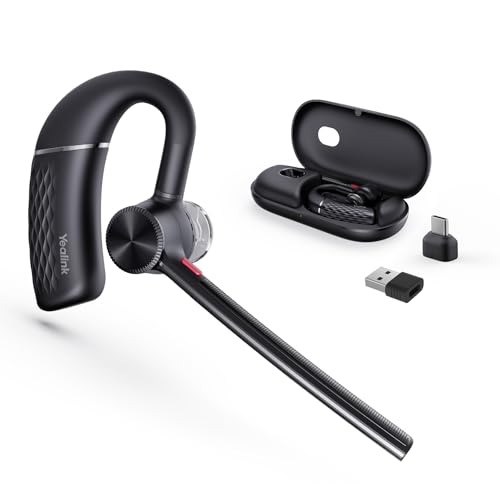 Yealink BH71 Pro Bluetooth Headset with USB-C/A Dongle, Teams Certified, Wireless Earpiece for Cell Phone,PC,Laptop,Noise Cancelling Microphone, Adjustable Ear Hook - style: BH71 Pro USB-C to A