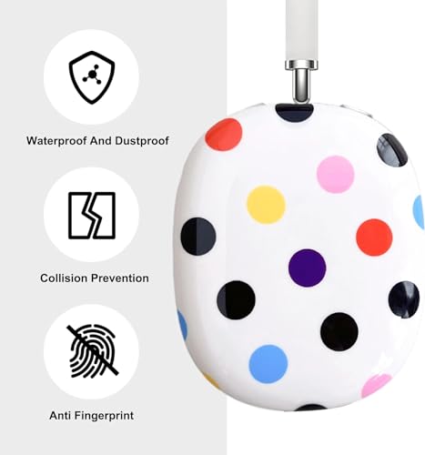 Case Compatible with AirPods Max Headphones, Soft TPU Cute Colorful Polka Dots Anti-Scratch Protective Ear Cup Covers Headphone Cases for Woman Kids - color: Colorful polka dots