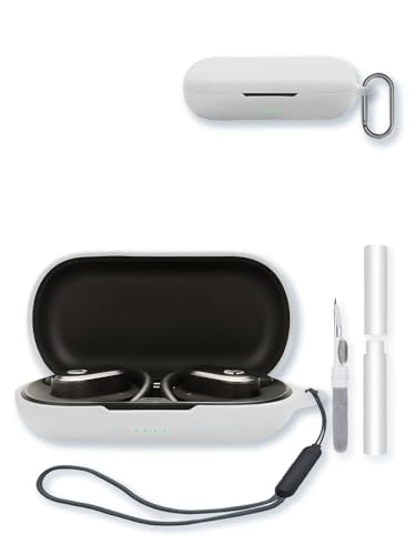 Case for Raycon Open Earbuds True Wireless Bluetooth Headphones,Soft Protective,BOVUGAC Silicone Case Cover with Keychain & Cleaning Kit & Lanyard for Raycon Open Earbuds-White - color: White