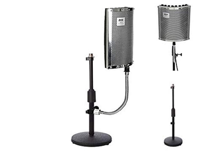 LyxPro Gooseneck Vocal Booth 40 Portable Acoustic Isolation Instrument Shield, Sound Absorbing Panel, with Adjustable Desktop Microphone Stand