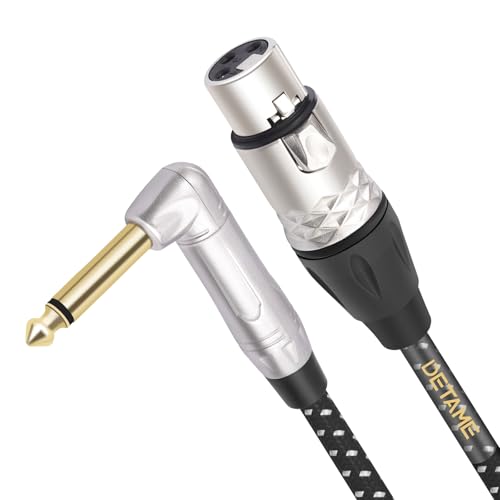 1FT Right Angle 1/4 TS to XLR Female Micphone Aduio Cable,6.35mm Mnon to 3Pin XLR Female Mixer, Active Speaker Signal Cable - size: 1Feet
