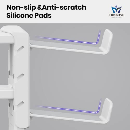 EURPMASK 3-in-1 Rotating Headphone Stand w/2 Detachable Controller Holders | Adjustable Clamp-on Headset Holder Hanger,360°Swivel,Gaming Headset Hanger,Cable Organizer,Keep Headphones Secure&Desk Tidy - color: White Pro