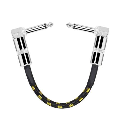 FENG GUO 1/4 Right Angle Plug Guitar Effect Patch Cable Ja-ck 6.35mm Instrument Pedal Cable for Effectors Pedals Guitars(Black-Yellow) - color: Black-Yellow
