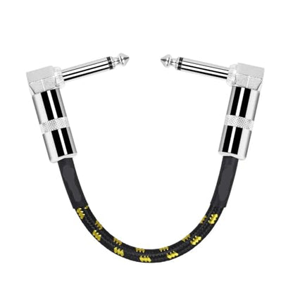 FENG GUO 1/4 Right Angle Plug Guitar Effect Patch Cable Ja-ck 6.35mm Instrument Pedal Cable for Effectors Pedals Guitars(Black-Yellow) - color: Black-Yellow