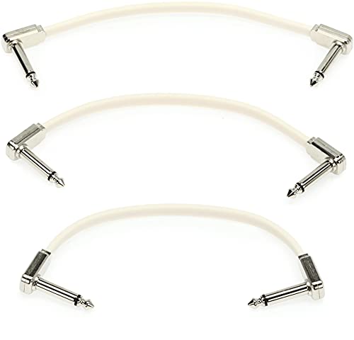 Ernie Ball Flat Ribbon Patch Cable 3-Pack, 6in, White (P06385) - color: White, size: 6 Inch, style: 3-Pack