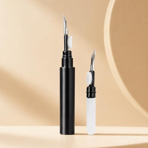 Black Multi-Functional Earbud Cleaning Pen Kit, Wireless Earphone Cleaner Tool with Storage Case, Fluff Brush & Metal Pick for Bluetooth Earbuds Charging Case, Phone Port Camera Lens Cleaning Tool - color: Black