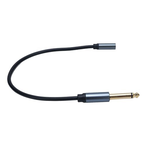 Yoidesu 6.35mm Male to 3.5mm Female Stereo Jack Adapter, Gold Plated 1/4 to 1/8 Headphone Adapter Cable, 30cm PVC and Copper Extension Cord for Guitar, Piano, Headphones, Amp and