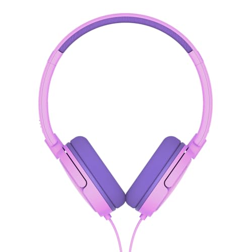 Philips K2019 Lightweight On-Ear Wired Kids Headphones - Built-in Mic, Safe Volume Limited, Foldable & Durable, Pink - color: Pink
