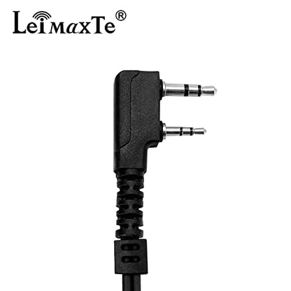 Two Way Radio Headset Compatible with Baofeng, Kenwood 2 Pin Walkie Talkie Surveillance Earpiece with Mic PTT, Acoustic Tube - color: Black Cable