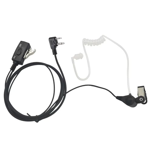 2 Pin Security Ear Piece Walkie Talkie Surveillance Headset Transparent Acoustic Clear Tube Earphone with Ptt Vox for Midland Avph3 gxt FRS gmrs x talker lxt600pa t51r br200 2-Way Radio