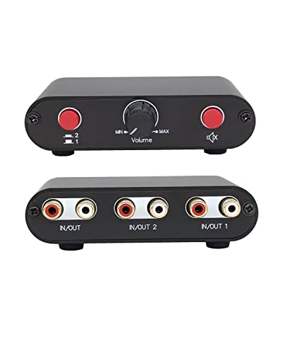2-Way RCA Stereo Audio Switch Input Signal Source Switcher Selector Splitter Box（2 in 1 Out / 1 in 2 Out）-RC21 - color: 2-way audio switch