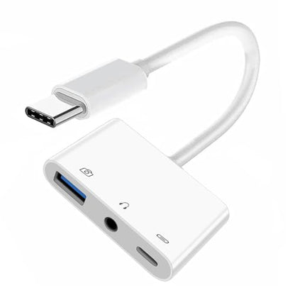 CY Type C USB-C to 3.5mm Audio AUX & Type-A USB2.0 OTG Female with PD Power Charge Adapter Compatible with Laptop Tablet Phone - style: USB+PD+Audio