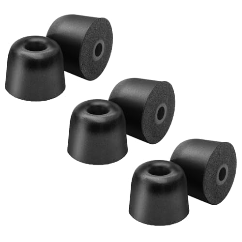 Klowcok Foam Eartips Replacement for Shure SE215 SE425 SE535 SE846, Large | Aonic4 Aonic5 Earphones Tips, Noise Isolation, 3 Pairs, Black - size: Large
