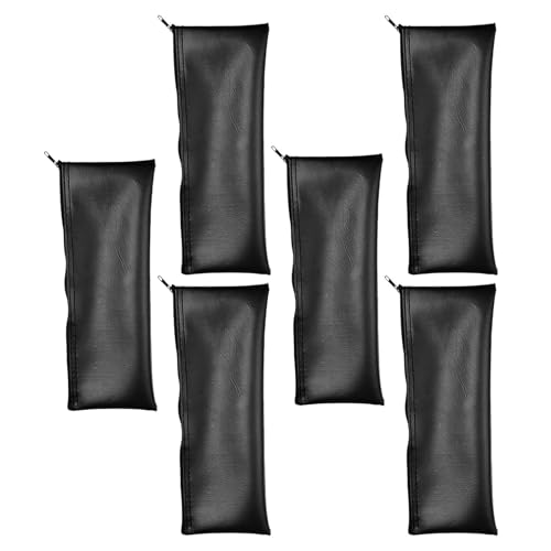 POPETPOP 6pcs Microphone Pouch Bag with Pu Material and Zipper, Lightweight Dustproof Mic Storage Pouch for Hand Microphone, for Studio Sessions and Travel, Black