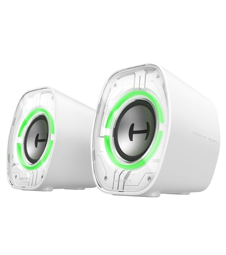 Edifier G1000 II Desktop Computer Speakers for Gaming, 2.5" Full-Range Driver & Enhanced Bass, Bluetooth 5.4 USB-C AUX, 9 Dynamic RGB Lighting Modes for PC - White | 2.5" Full-Range Driver & Enhanced Bass, Bluetooth 5.4, 9 Dynamic RGB Lighting Modes for P