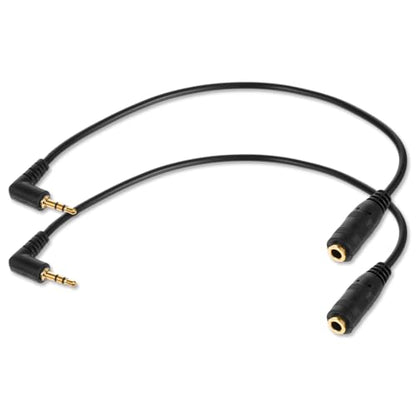 2 Pcs 2.5mm Male to 3.5mm Female Adapter Gold Plated 2.5mm Male to 3.5mm Female Stereo Audio Jack Adapter Cable 90 Degree Right Angle Connector 6 inch Cord for Radios, Headphones, Recorder, Camera