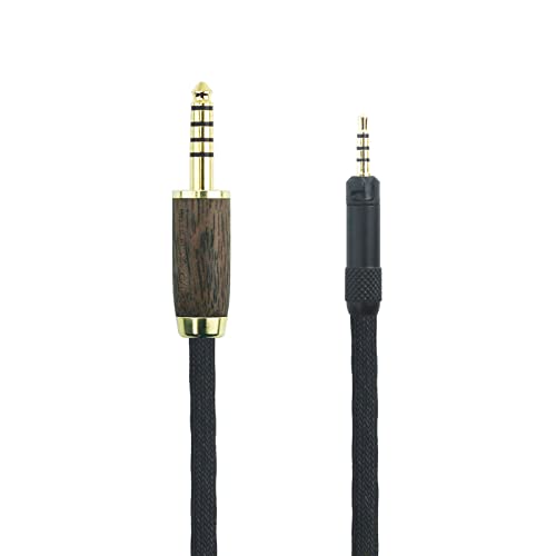 NewFantasia 4.4mm Balanced Male 6N OCC Copper Silver Plated Cord 4.4mm Balanced Cable Compatible with Sennheiser HD598 HD598 SE, HD560s HD598 Cs, HD598 SR, HD599 HD620S Headphone Walnut Wood Shell
