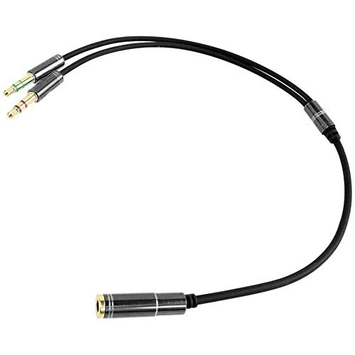 3.5mm Headphone Splitter Adapter Female to 2X 3.5 mm Male Converter Cable Headphone Mic Audio Y Splitter Cable Smartphone Headset to PC Adapter –for Microphone with 4 Pin (Black) - color: Black