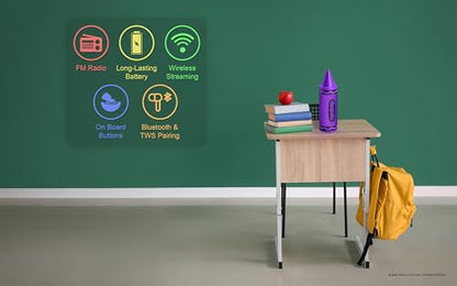 Crayola Kids Crayon Speakers Bluetooth, Portable Bluetooth Speakers | 20W Peak Power HD Sound, Mini Bluetooth Speaker Wireless with TWS Pairing BT 5.3, FM Radio Home/Party/Outdoor/Travel - color: Purple