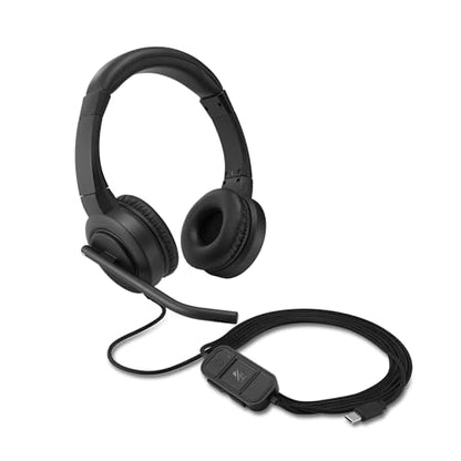 Kensington H1000 USB-C On-Ear Headset, 270° Rotating Noise-Canceling Microphone, Quick Buttons for Volume, Play/Pause, Mute, and Busy, PC/Mac/Laptop - Black (K83450WW) | 270-degree rotating noise-canceling mic, quick volume, mute, and call buttons, PC/Mac