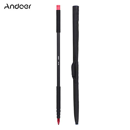 Andoer Telescoping Microphone Boom Pole Aluminum Alloy 4 Sections Stretchable Handheld Microphone Holder Pole Flash Light Boom Sound Recording Grip Support Rod for Recording Interview Filming 11.5ft
