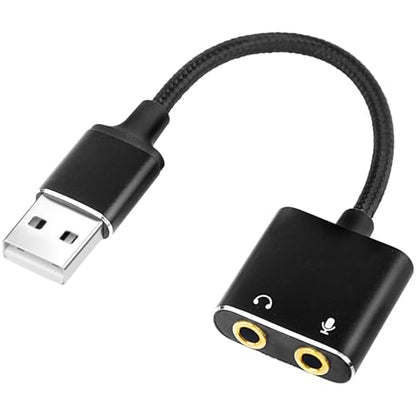 USB to 3.5mm Audio Adapter, External Sound Card with Headphone, Microphone Jack for Windows, Mac, Linux, PS4, PS5(Black) - color: Black
