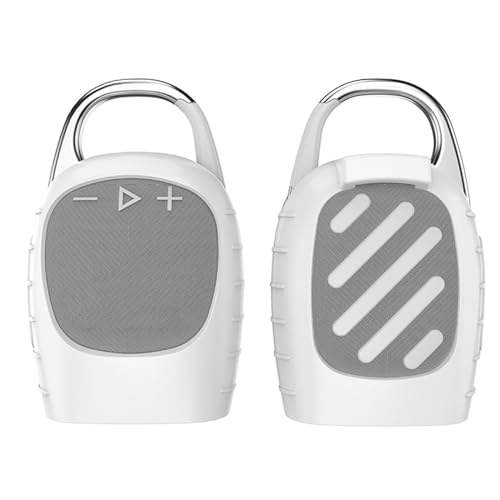 Silicone Protective Cover Case Sleeve Compatible for JBL Clip 5 Portable Bluetooth Speaker Carrying Case Stand Up Holder Cover Pouch - color: WHITE