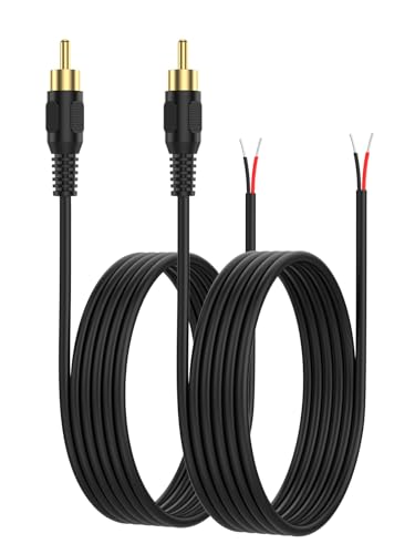 CableCreation RCA to Speaker Wire Adapter 10FT, 2 Bare Wire Cables to RCA | Easy to Repair, RCA Plug Repair Cord for Speaker Amplifier, Audio Video AV Receiver, TV, Subwoofer (2Pack 20AWG) - size: 10FT