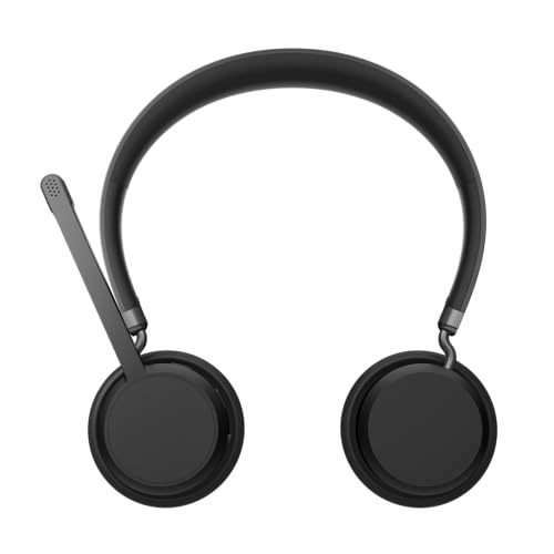 Lenovo Wireless Stereo Headset, Noise Cancelling Mic, Bluetooth 5.3 Multipoint, 31-Hour Talk & 60-Hour Playback, Lightweight 138g, Replaceable Earcups Over-Ear Comfort, Gaming, Office, & PC Use | Bluetooth headset with noise cancellation and 31-hour talk